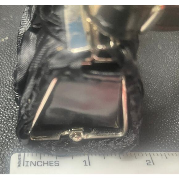 Mini Black Ribbon Bag with Removable Handle 4" x 2" x 2" w/3" Drop Handle - Picture 6 of 7